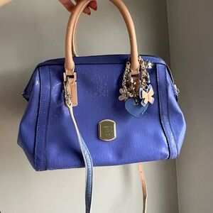 Guess Patent Satchel with Tan Handles